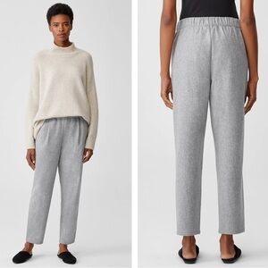 NWT Eileen Fisher Soft Wool Flannel Pleated Tapered Ankle Pants in Gray size XL